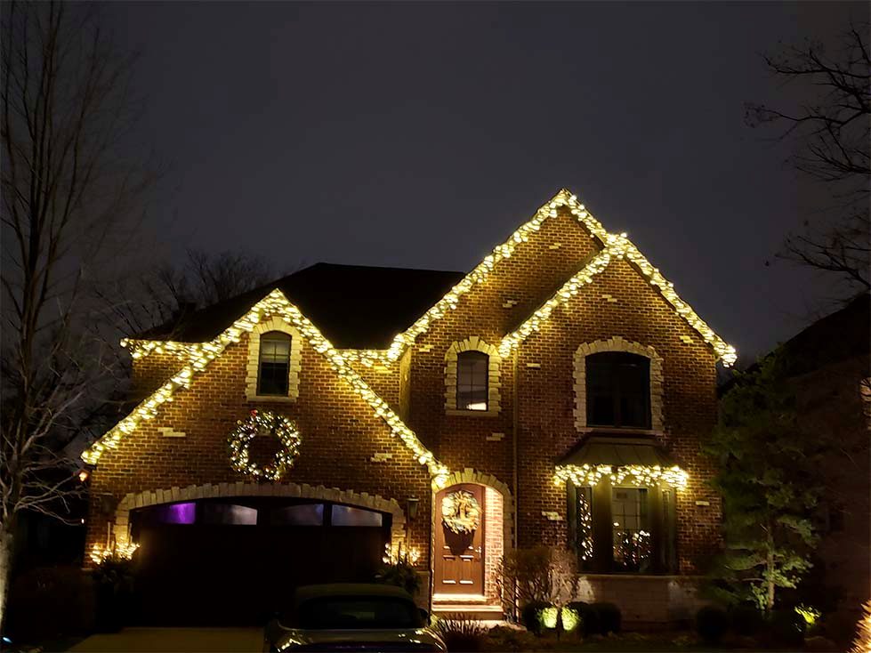 Stunning holiday lighting installation at night